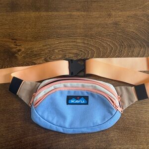 Kavu Light Blue and Peach Belt Bag